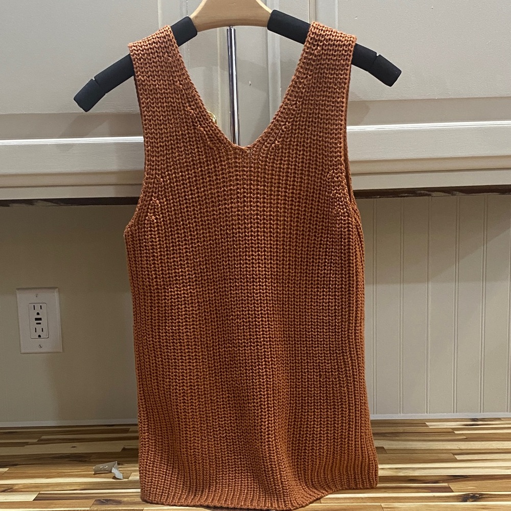 LOFT Rust Knit V-Neck Tank Top - Picture 2 of 3